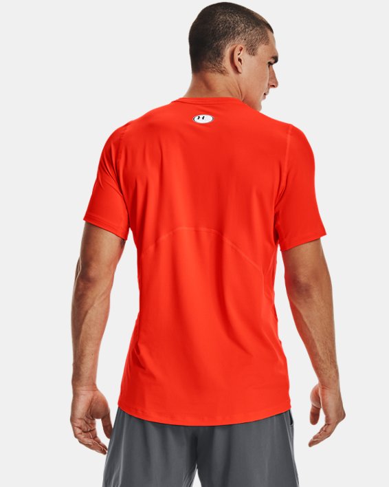 Men's HeatGear® Armour Fitted Short Sleeve, Orange, pdpMainDesktop image number 1